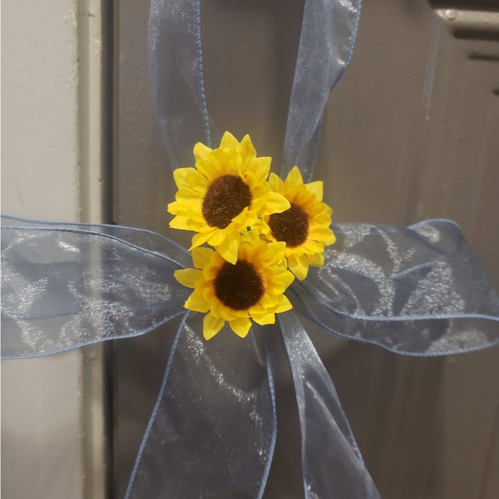 Wedding aisle pew decor sunflowers